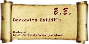 Borkovits Belián névjegykártya